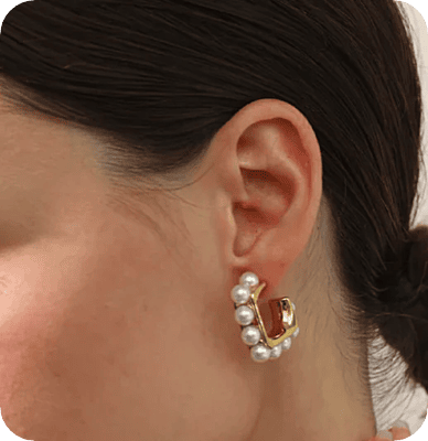 Vintage Pearls Hoops