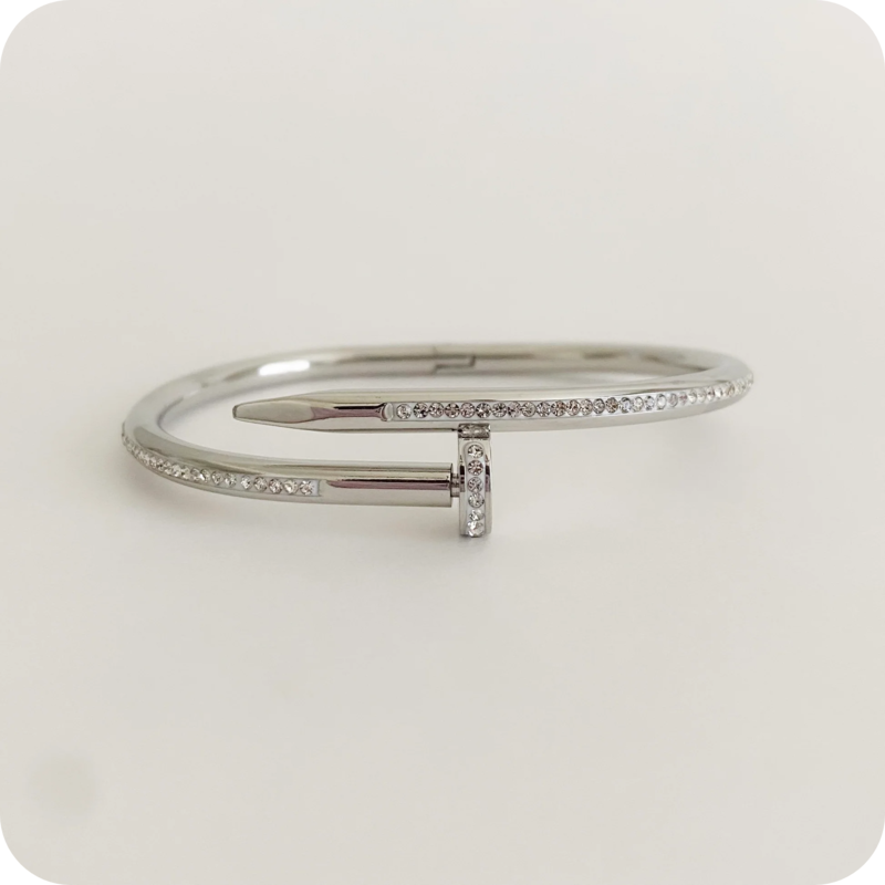 Cartier Nail Silver with Zircons Bracelet