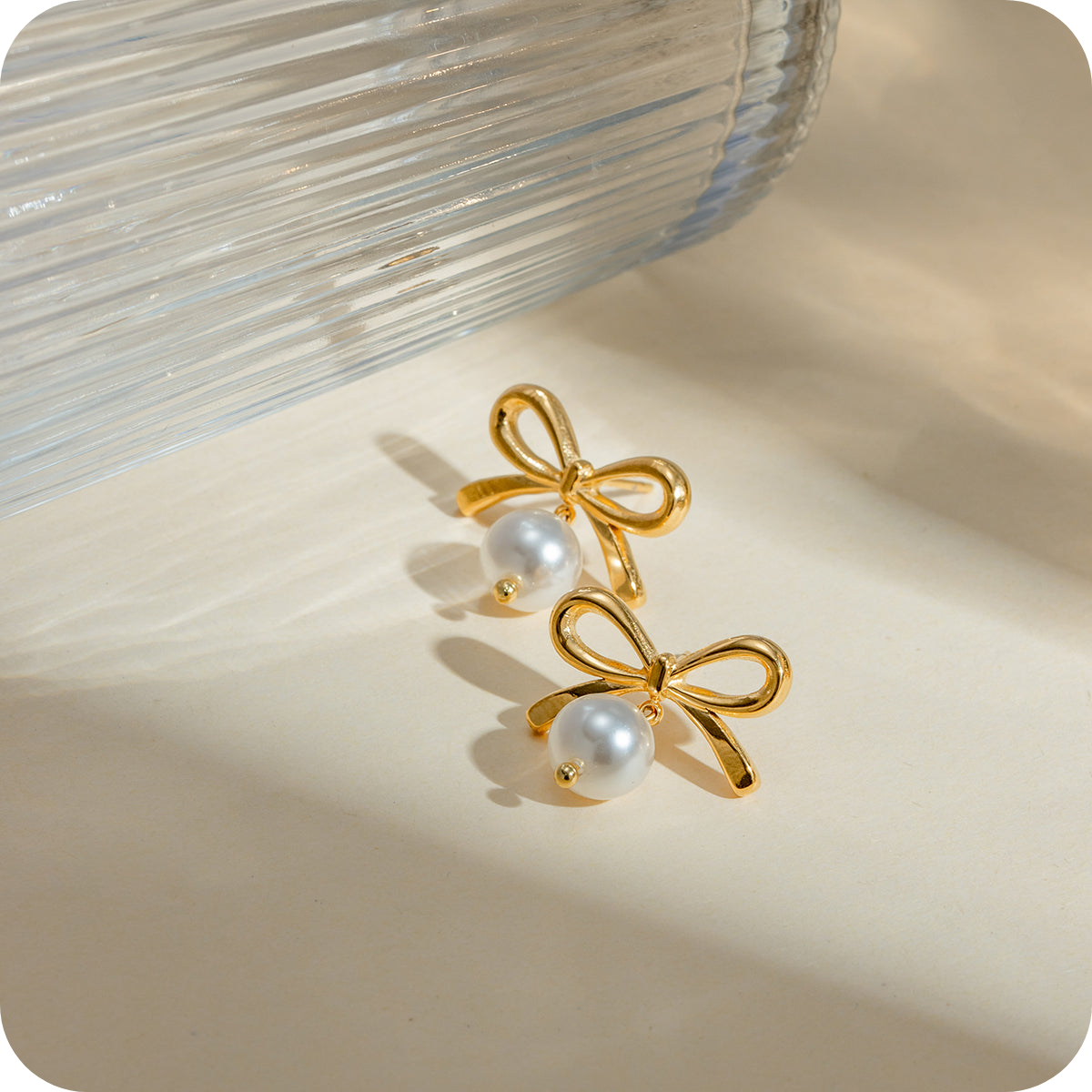 Bow with Pearl Earrings