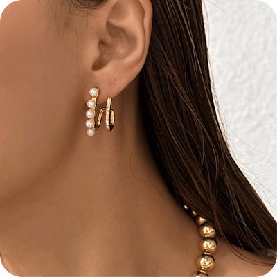 Irregular Studs w/ Pearls